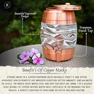 Distributeur d'eau en cuivre avec motif feuille, fonctionnement manuel, boîtier en acier inoxydable, usage domestique - Product Image 5