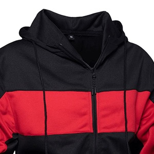 Ensemble de survêtements pour hommes, couleur noir et rouge, ensemble de survêtements à capuche, fermeture éclair intégrale, poches latérales, vêtements décontractés sportifs, automne - Product Image 6
