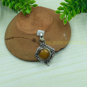 Collier pendentif en pierre œil de tigre de bonne qualité, pendentif en argent sterling 925, bijoux œil de tigre brun, cadeau pour femme, petite amie, maman - Product Image 5