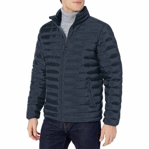 Men's Thick Black <b>Quilted</b> Puffer Jacket with Windbreaker and Padded Hood <b>Winter</b> Canvas Fabric - Product Image 1