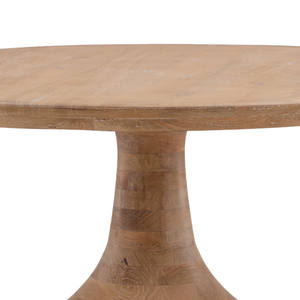Mesa de comedor redonda moderna con base de pedestal, de madera maciza de mango con acabado natural, para el hogar, oficina, cocina, restaurante, hotel, villa. - Product Image 3