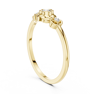 Bague solitaire florale en or jaune avec accents de diamants cultivés en laboratoire |   Bague de fiançailles élégante inspirée de la nature pour femmes - Product Image 3
