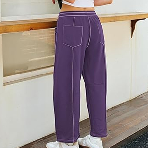 Women Relaxed Fit Cargo Sweatpants Wide Leg Pants High Waist <b>Drawstring</b> Casual Streetwear Joggers - Product Image 3