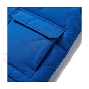 Hooded <b>Quilted</b> Jacket Blue Full Sleeve Winter Thick Polyester Filling Woven Fabric Regular Length <b>Single</b> Button Closure - Product Image 5