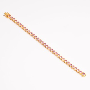 Pulsera de Zafiro Rosa Sintético de Primera Calidad, Piedras en Forma de Corazón, 6 Quilates en Total, Tamaño de 3 mm, 29 Piezas, Gema Sintética de Alta Calidad - Product Image 3