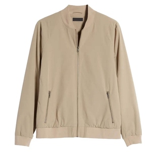 Solid Color Nylon Bomber <b>Jacket</b> Crew Neck Zipper Closure Spring <b>Thin</b> Casual Breathable Eco-Friendly Windproof Quick Dry <b>Men</b> - Product Image 1