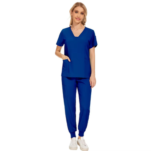 Wholesale Women Medical Scrub Set V-neck Jogger Pants Multi-Pocket Hospital Nurse Uniform Breathable Elastic Healthcare Suit - Product Image 6