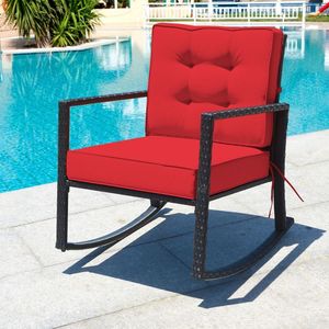Sillón mecedora de ratán para patio, cómoda silla mecedora para jardín con cojín para uso en exteriores - Product Image 3