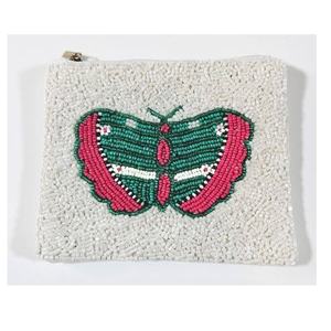 Porte-monnaie écologique fait main en perles de rocaille motif papillon avec fermeture éclair, pour collectionner les pièces de monnaie, ranger les clés et cartes, et le maquillage, idéal comme cadeau - Product Image 3