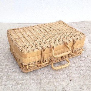 Rattan briefcase travel bag for men & ladies premium quality trunk shape storage basket luggage - Product Image 3