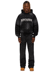 Sudaderas con Capucha para Hombre, de Alta Calidad, 100% Algodón, con Efecto Desgastado, Pedrería, Hombros Caídos, Bordadas, Hechas en Pakistán - Product Image 4