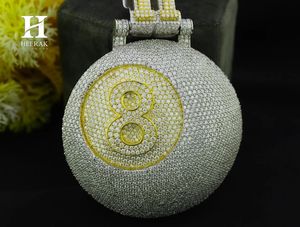 Collar Personalizado con Colgante de Bola de Billar 8-Ball con Diamantes de Moissanita y Micro Pavé VVS, Esfera 3D, Número de Camiseta Personalizado 11, Joyería para Hombre - Product Image 2