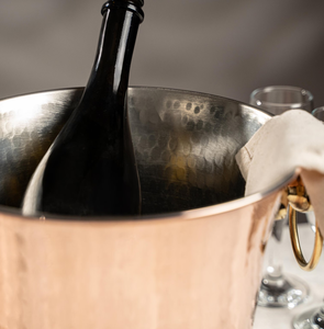 Diseño de cobre vintage Acabado Doble pared Cubo de hielo martillado Botella de cerveza Enfriador Hecho en metal de acero inoxidable - Product Image 5