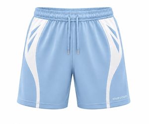 Pantalones Cortos Deportivos de Punto Azul Claro para Hombre con Cordón en la Cintura, Sólidos, Ecológicos, Transpirables, de Secado Rápido, de Tiro Medio, Casuales, para Gimnasio - Product Image 1
