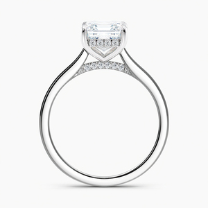 Anillo de compromiso solitario con halo oculto de oro blanco de 18k, diamante creado en laboratorio de 1.00 quilates, corte Asscher, color F, claridad VS1, para mujer. - Product Image 2