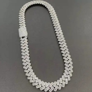 Chaîne à maillons cubains en diamant Mossanite de forme ronde glacée avec des chaînes cubaines Hip Hop en argent pour hommes Chaînes de marque d'Inde - Product Image 2