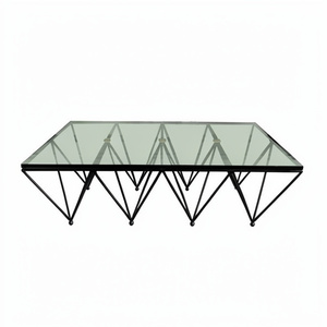 Muebles Modernos de Lujo para Sala de Estar de Hierro y Metal, Mesa de Noche con Tapa de Vidrio Transparente, Mesa de Centro Cuadrada - Product Image 1