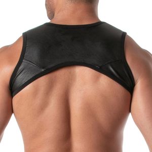 Harnais de poitrine en néoprène élastique noir pour homme, harnais de poitrine sexy avec poche - Product Image 3