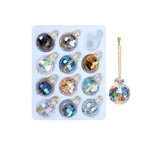 Adornos para Árbol de Navidad, Bolas de 3.15 Pulgadas con Purpurina Efecto Hielo Triturado y Detalles Dorados en Forma de Rayos de Sol, Hechos a Mano, Irrompibles, para Colgar - Product Image 6