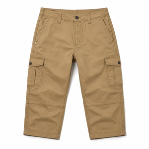 <b>Men's</b> Cargo Capri <b>Pants</b> <b>Three</b> <b>Quarter</b> Utility Trousers Multi Pocket Casual Workwear 100% Cotton Canvas Mid Waist OEM ODM - Product Image 1