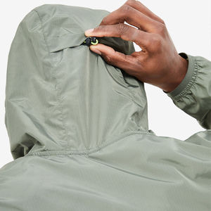 Veste coupe-vent à capuche pour homme, légère, sportive, d'extérieur, verte, en polyester, fermeture éclair, coupe classique - Product Image 6