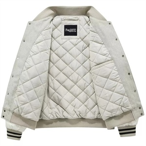 Chaqueta con letras de lana para hombre de otoño e invierno, mangas bordadas, cuello alto grueso, ropa de calle ecológica - Product Image 3