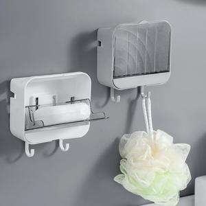 Modern Wall Mounted Waterproof Soap Holder with Lid Plastic Soap Dish Drainage Punch Free Bathroom Kitchen <b>Storage</b> - Product Image 3
