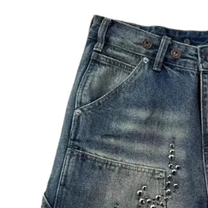 New Arrival Breathable Lightweight Denim Shorts for <b>Men</b> Vintage Medium Wash Relaxed Fit for Streetwear and Summer Fashion - Product Image 3