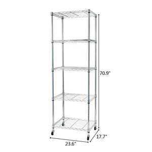 Scaffale Metallico NSF a 5 Ripiani Resistente, Regolabile con Ruote e Rivestimenti per Scaffali, per Garage e Cucina, Cromato - Product Image 6