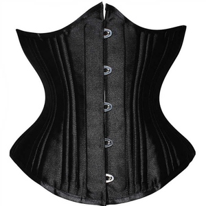 Black Satin Waist <b>Trainer</b> Corset With Metal Eyelets For Body Shaping <b>Women</b> Elegant - Product Image 4