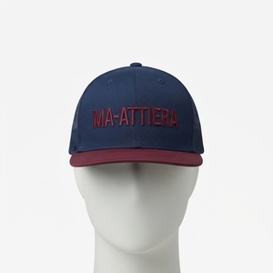 Men's <b>Navy</b> Burgundy Trucker Cap Mesh Back Snapback Baseball <b>Hat</b> Custom Embroidered Logo Adjustable - Product Image 3
