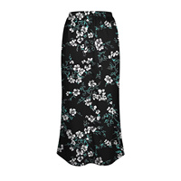 Jupe trapèze en mousseline florale pour femme, taille haute élastique, imprimé tulipes rose pâle, longueur ras du sol, élégante, en satin tissé