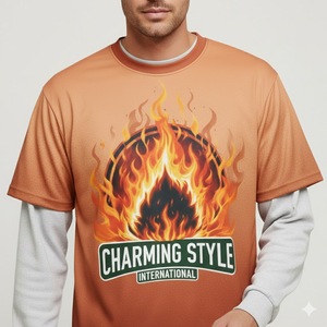 30MOQ Drop Shoulder Oversized Baggy Graphic Digital Printing Heavy Weight Cotton Long Sleeve Cotton <b>Waffle</b> Boxy Cropped t <b>Shirt</b> - Product Image 4