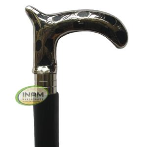 Bâtons de marche en bois faits à la main et incrustation de poignées de derby en laiton/cannes de marche en bois avec poignée de derby en laiton - Product Image 1