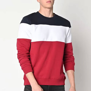 Sweat-shirt à col rond pour homme, noir, blanc, rouge, trois tons, manches longues, pull décontracté, vêtements d'automne et d'hiver - Product Image 1