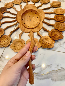 Wooden Sunflower Duo <b>Spoon</b> Factory Direct Vietnam Natural Wood Material For Cooking <b>Serving</b> Kitchen Tool Custom Engraved Logo - Product Image 2
