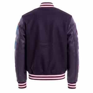 Veste universitaire personnalisée pour homme, avec patchs brodés, veste Letterman, corps en laine, manches en simili cuir, streetwear, veste bomber vintage - Product Image 2