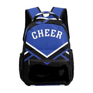 Cheer <b>Backpack</b> Blue Black White Sublimation Print Front Logo <b>Children</b> Polyester Material Zipper Closure - Product Image 1