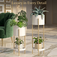 Étagère à plantes d'intérieur moderne en aluminium moulé avec revêtement en poudre à 2 niveaux, écologique, pour la décoration de la maison, support d'angle pour plusieurs pots de fleurs