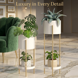 Étagère à plantes d'intérieur moderne en aluminium moulé avec revêtement en poudre à 2 niveaux, écologique, pour la décoration de la maison, support d'angle pour plusieurs pots de fleurs - Product Image 4