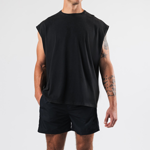 เสื้อกล้ามสไตล์สปอร์ตสำหรับผู้ชาย ระบายอากาศได้ดี แห้งเร็ว ผลิตจากผ้าสแปนเด็กซ์/คอตตอนผสม เหมาะสำหรับฟิตเนส เพาะกาย รับผลิตแบบ OEM - Product Image 3