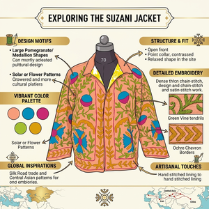 <b>Handmade</b> Suzani Embroidered Quilted Sheep Skin Winter Cotton Breathable Woven Floral Outerwear Jackets for Women - Product Image 6