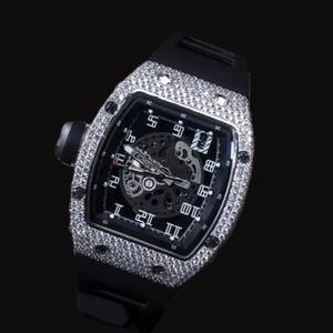 Nuevo Reloj de Lujo con Cronógrafo, Esfera Rectangular, Correa de Goma Negra, Bisel con Diamantes Moissanite, Diseño Personalizado VVS Hecho a Mano - Product Image 5