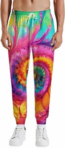 Pantalon de jogging décontracté pour homme, en coton tricoté, léger, écologique, tie-dye, taille élastique avec cordon de serrage, idéal pour l'été - Product Image 1
