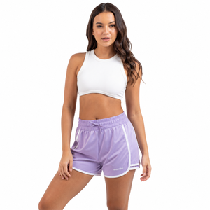 Shorts Deportivos de Cintura Alta para Mujer KhumBro, Color Morado Sólido, con Cordón Ajustable, Secado Rápido, Ajuste Deportivo, Tejido con Bolsillos - Product Image 2