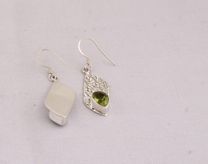 925 Sterling <b>Silver</b> Natural Peridot <b>Earrings</b> Handmade Pear Cut Green Gemstone Jewelry Teardrop <b>Dangle</b> Drop <b>Earrings</b> - Product Image 6