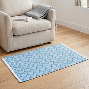 Tapis en coton tissé à la main à carreaux noirs pour chambre à coucher, bureau, appartement moderne et maison scandinave - Product Image 2