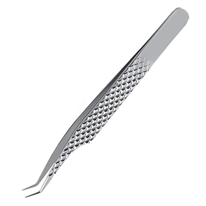 Logo personnalisé 45 °   Pince à épiler professionnelle pour extensions de cils à pointe fine angulaire, outil pour artiste en cils, fournisseur en gros OEM - Product Image 5