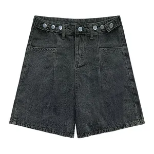 Shorts de Mezclilla para Mujer, Clásicos, Vintage, Cintura Media, Formales, Ecológicos, de Secado Rápido, Azules, Rectos, Verano, Estilo Y2K, con Bolsillos, Tipo Cargo - Product Image 1