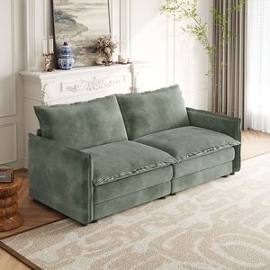 Divano a Due Posti in Tessuto Corduroy, Imbottito, Grande Dimensione con Seduta Profonda e 2 Cuscini per Soggiorno - Product Image 5
